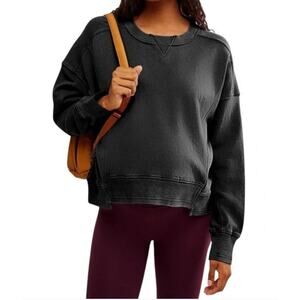 (L) $88 NWT Free People Movement x Hatch‎ Intercept Pullover Black